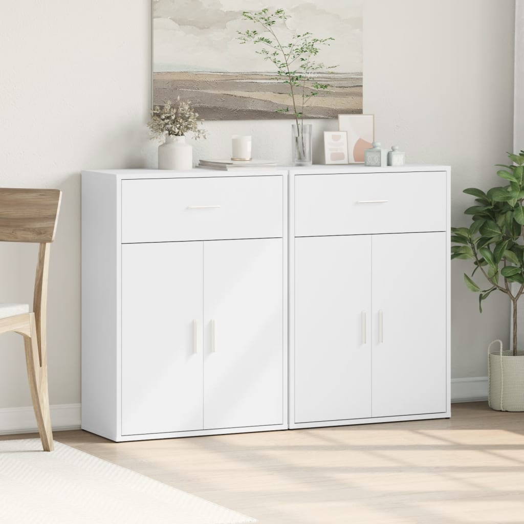 skænke 2 stk. 60x30x84 cm konstrueret træ hvid