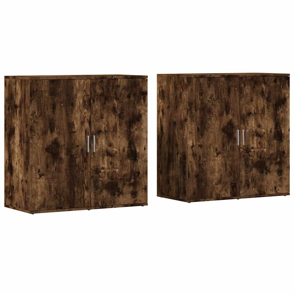 skænke 2 stk. 79x38x80 cm konstrueret træ røget egetræsfarve