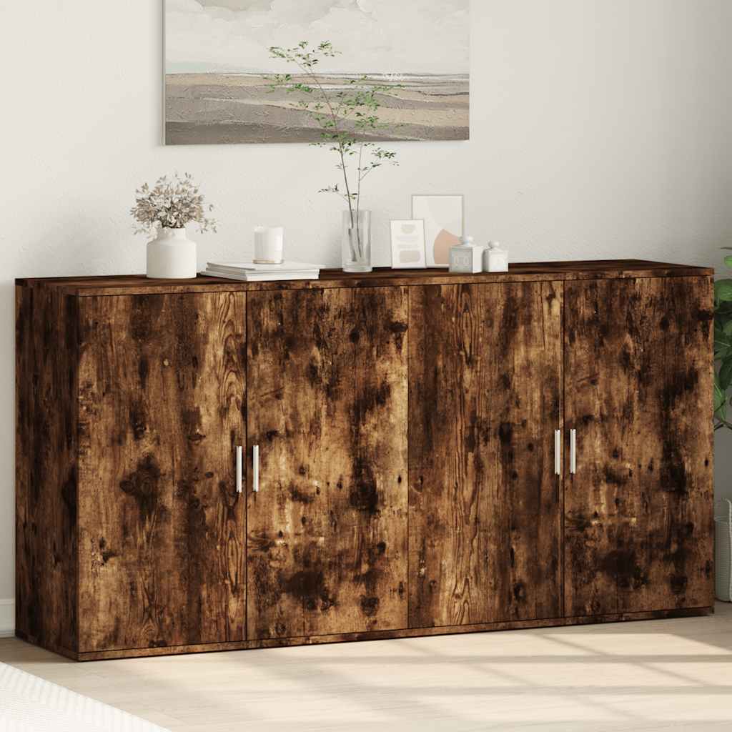 skænke 2 stk. 79x38x80 cm konstrueret træ røget egetræsfarve