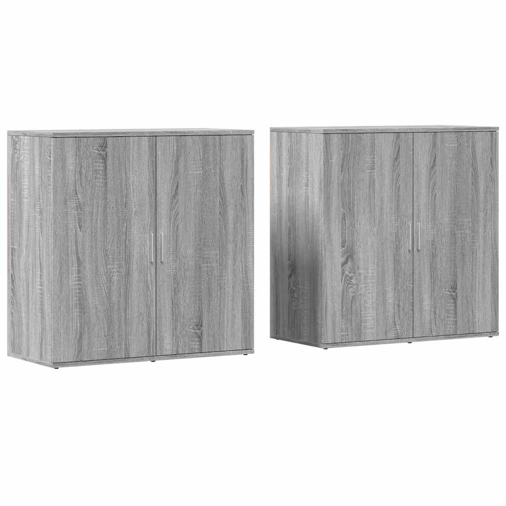skænke 2 stk. 79x38x80 cm konstrueret træ grå sonoma-eg