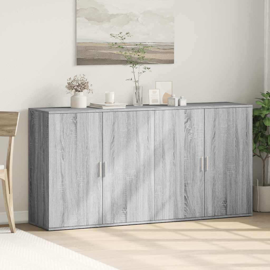 skænke 2 stk. 79x38x80 cm konstrueret træ grå sonoma-eg