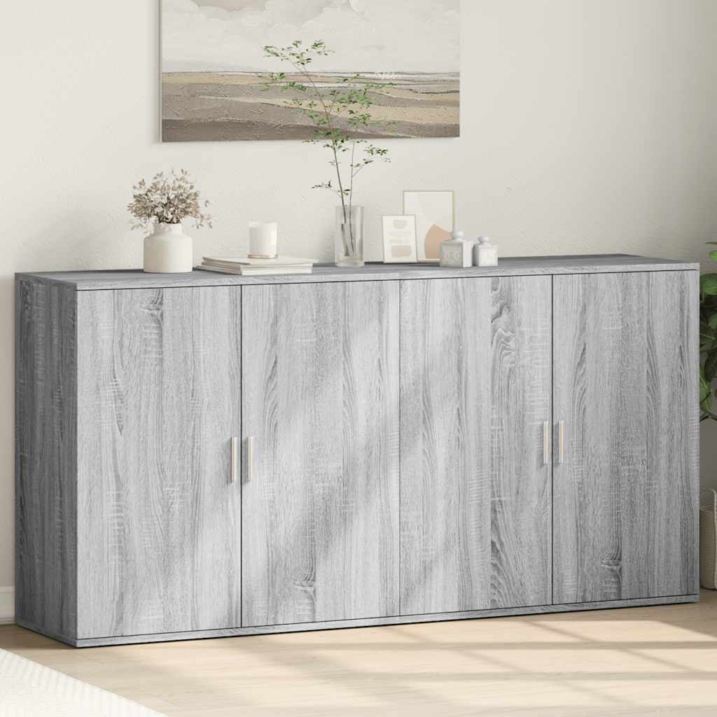 skænke 2 stk. 79x38x80 cm konstrueret træ grå sonoma-eg