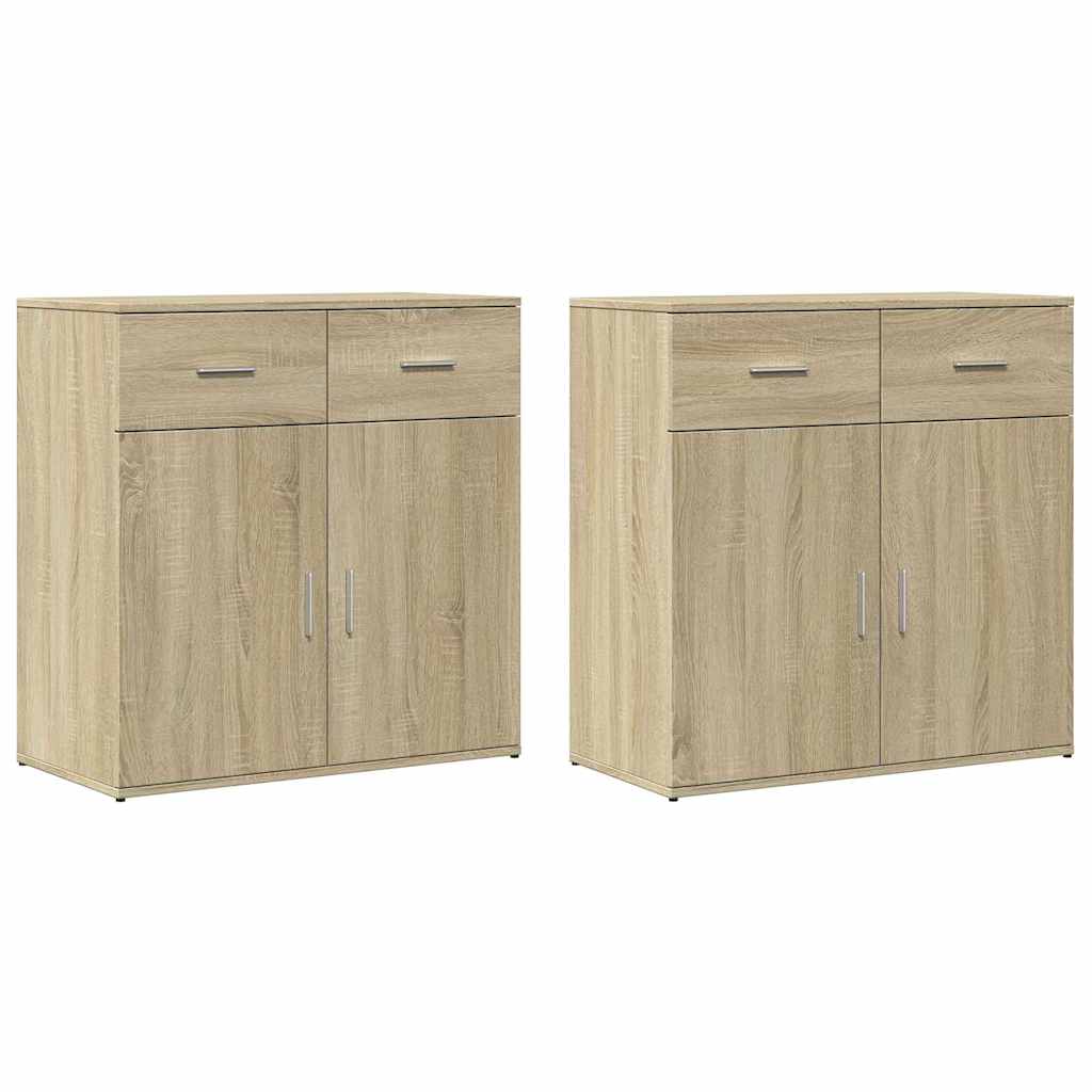 skænke 2 stk. 79x38x80 cm konstrueret træ sonoma-eg