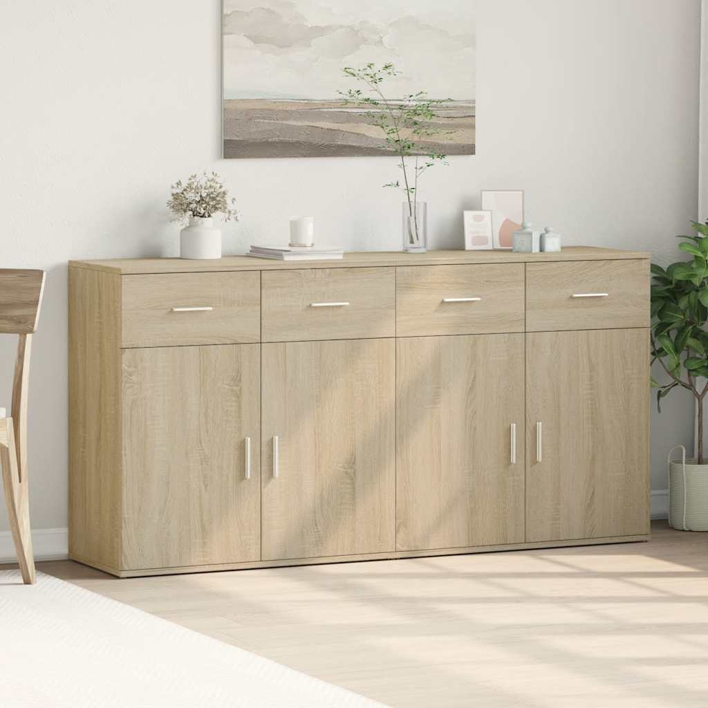 skænke 2 stk. 79x38x80 cm konstrueret træ sonoma-eg