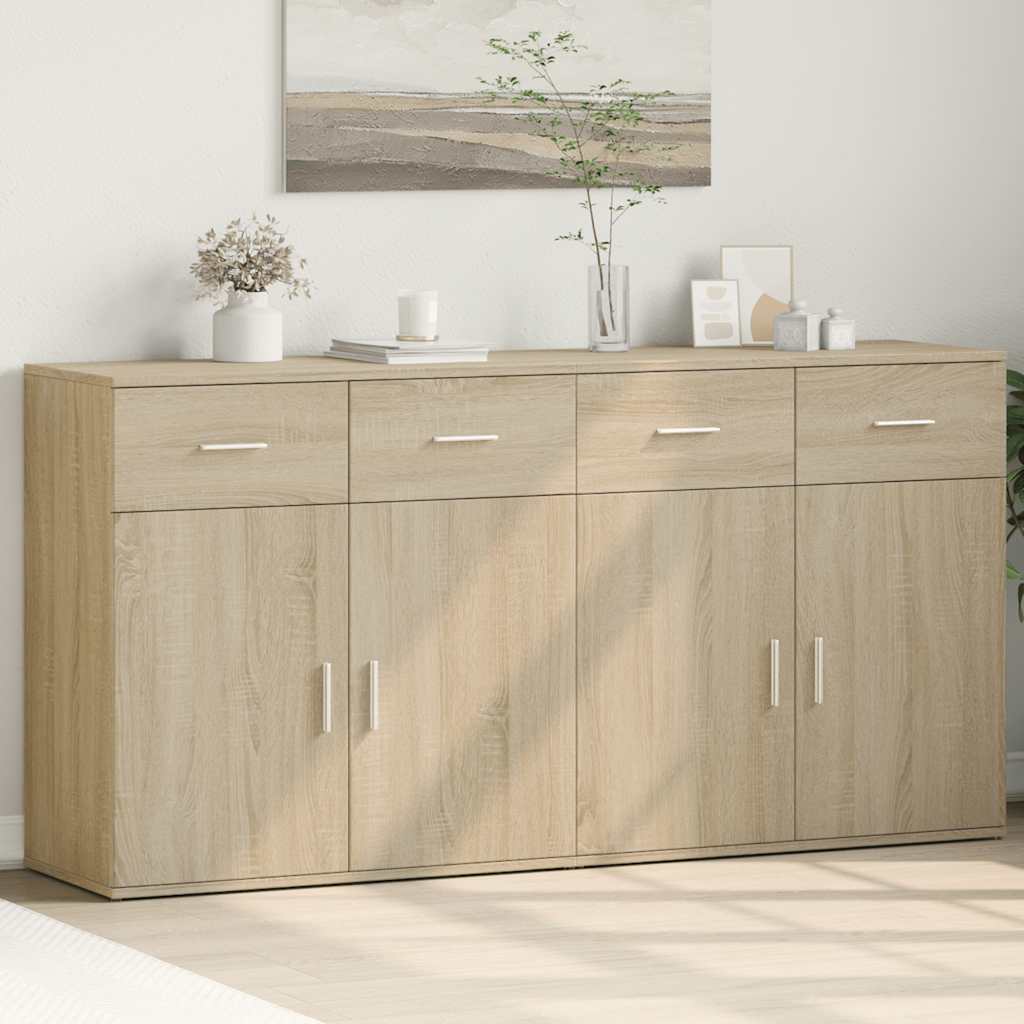 skænke 2 stk. 79x38x80 cm konstrueret træ sonoma-eg