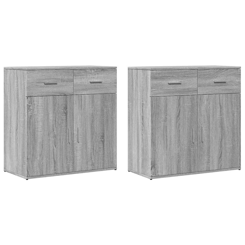 skænke 2 stk. 79x38x80 cm konstrueret træ grå sonoma-eg