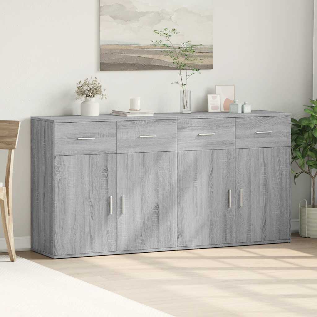 skænke 2 stk. 79x38x80 cm konstrueret træ grå sonoma-eg