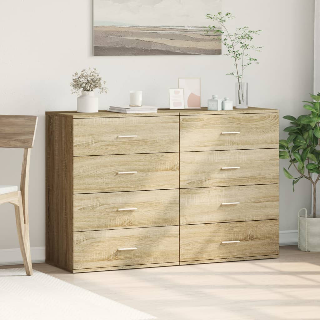 kommoder 2 stk. 60x39x80 cm konstrueret træ sonoma-eg