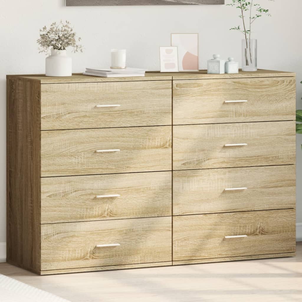 kommoder 2 stk. 60x39x80 cm konstrueret træ sonoma-eg