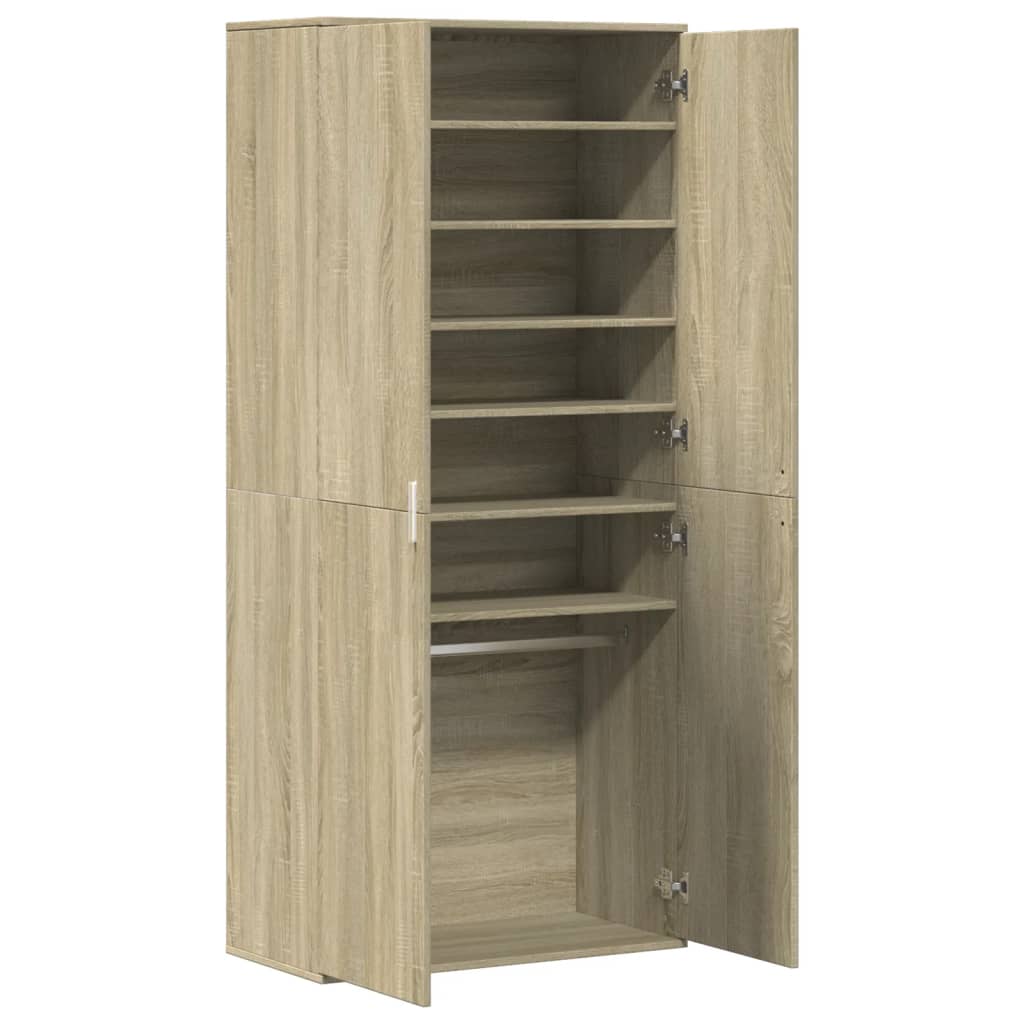 skoskab 80x39x178 cm konstrueret træ sonoma-eg