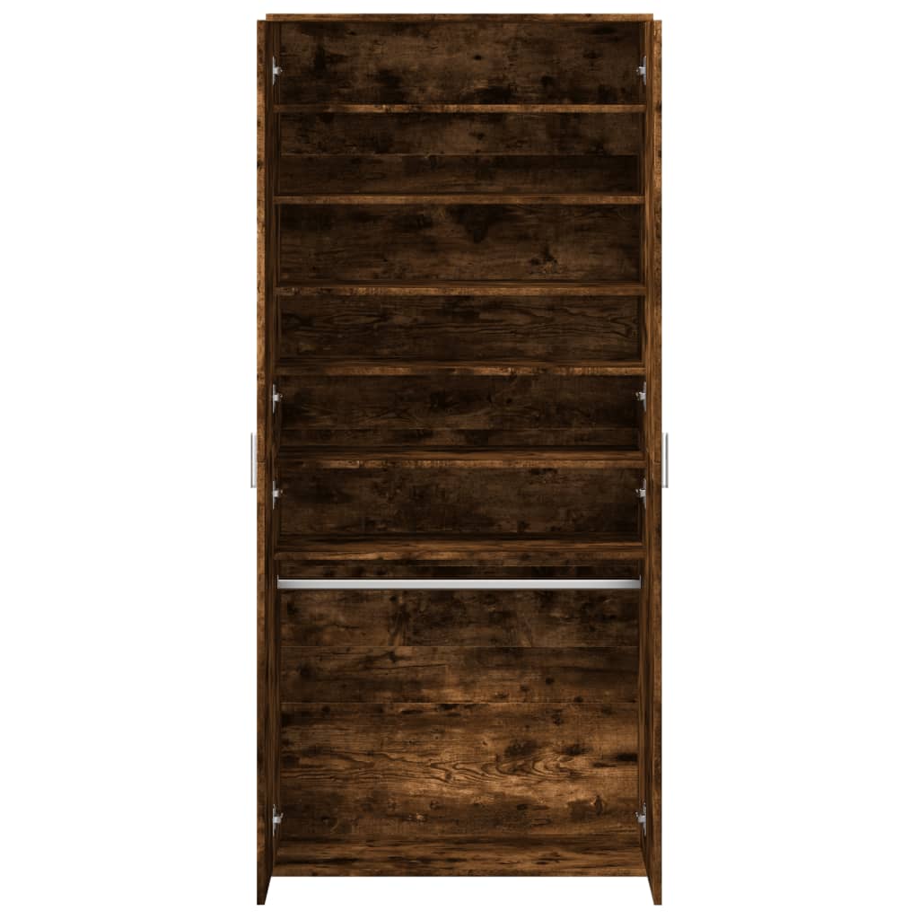 skoskab 80x39x178 cm konstrueret træ røget egetræsfarve