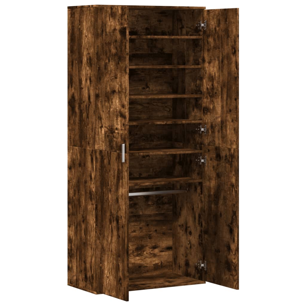 skoskab 80x39x178 cm konstrueret træ røget egetræsfarve