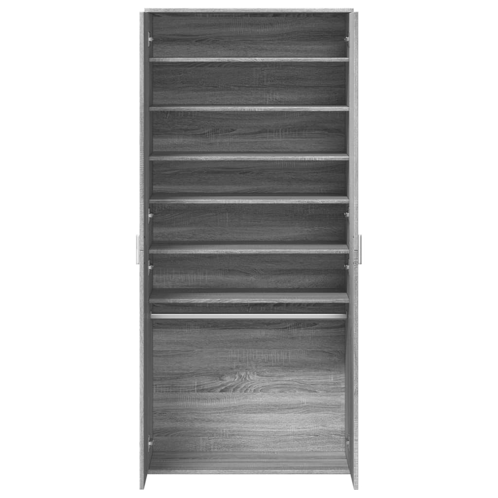 skoskab 80x39x178 cm konstrueret træ grå sonoma-eg