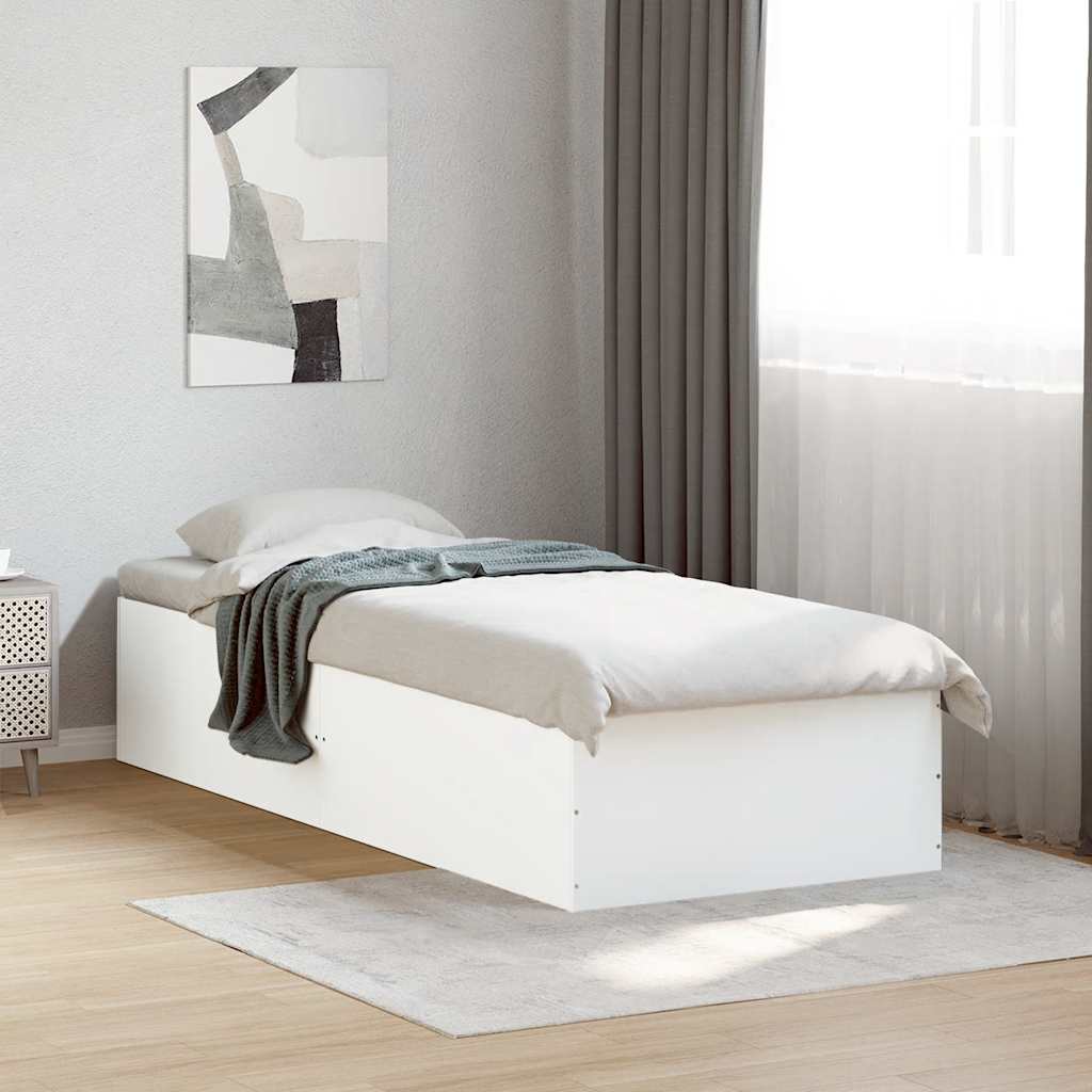 sengeramme 75x190 cm konstrueret træ hvid