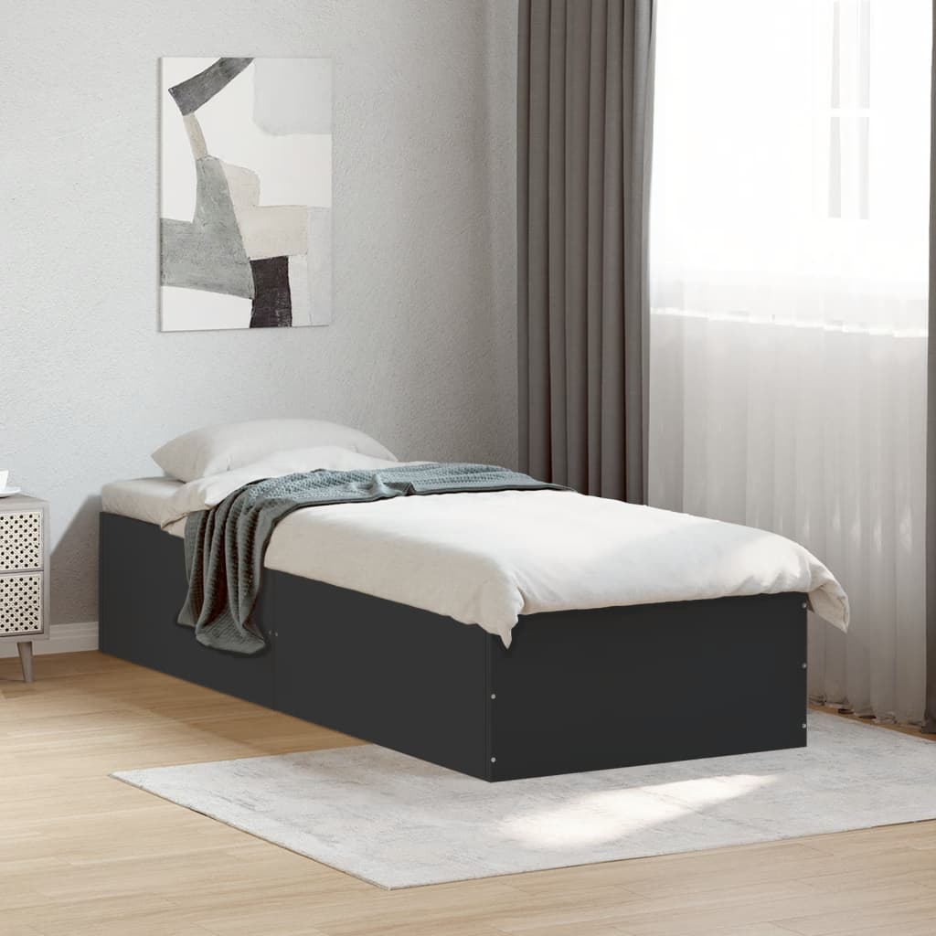 sengeramme 75x190 cm konstrueret træ sort