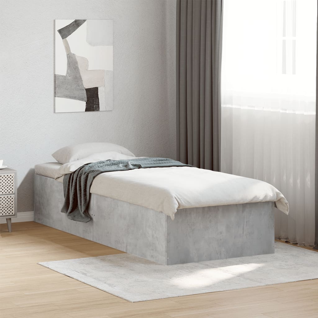sengeramme 75x190 cm konstrueret træ betongrå