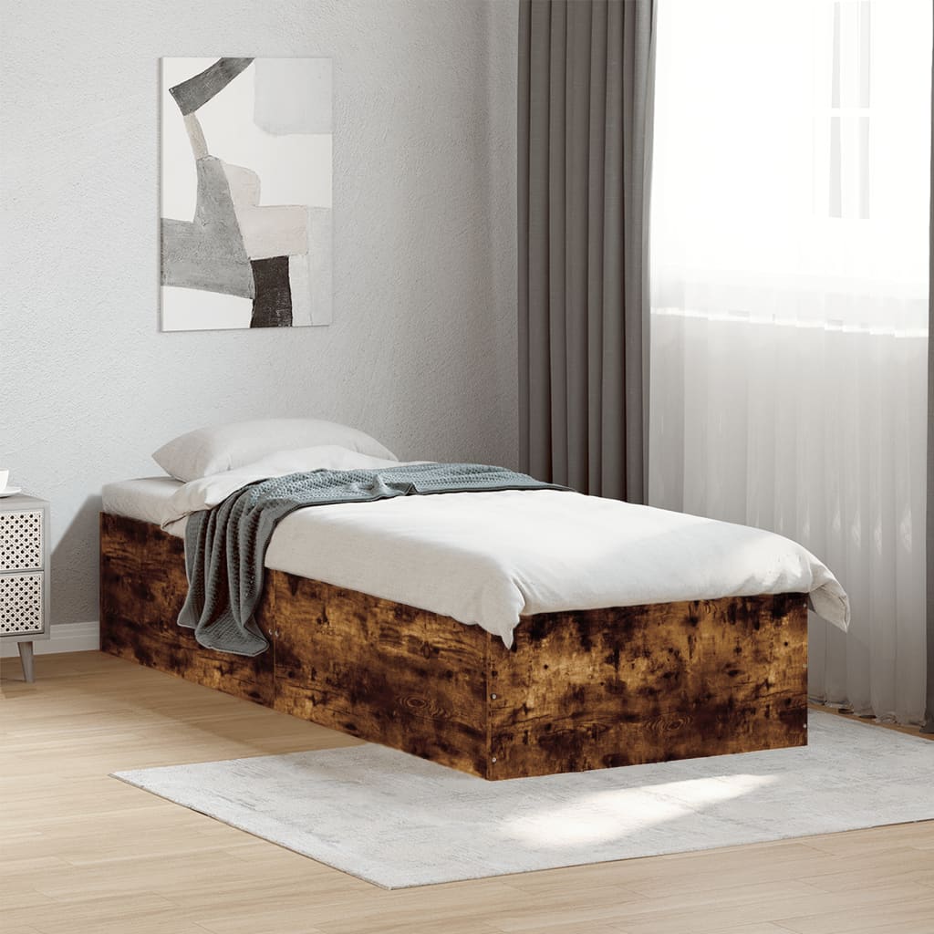 sengeramme 75x190 cm uden madras konstrueret træ røget eg