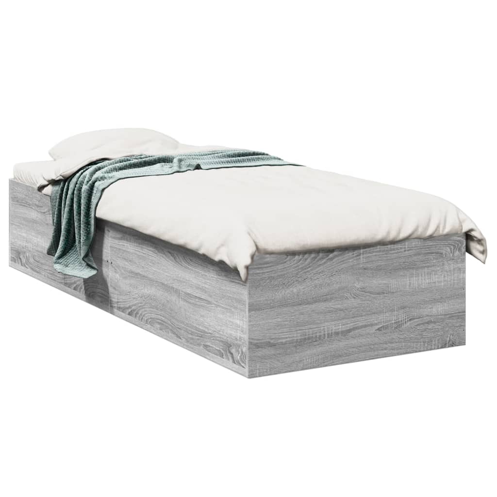 sengeramme 75x190 cm konstrueret træ grå sonoma-eg