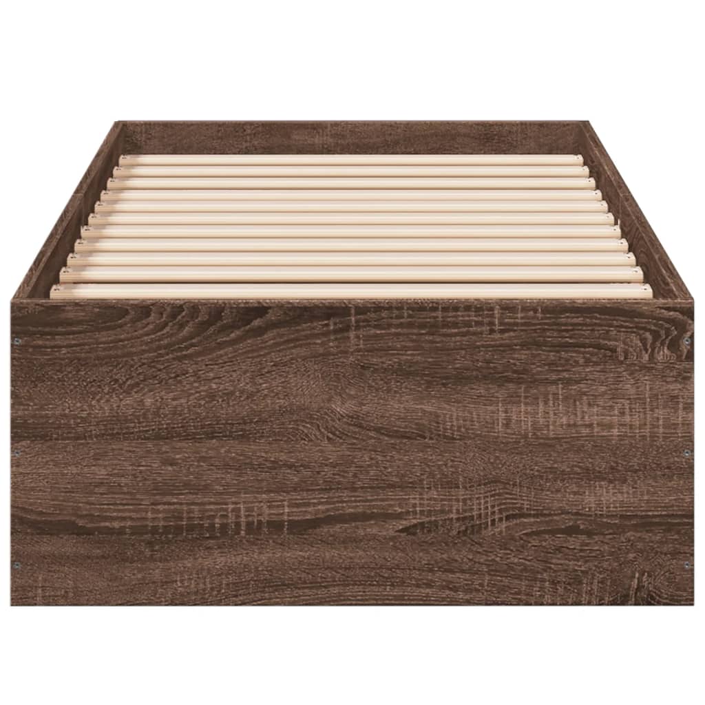 sengeramme 75x190 cm uden madras konstrueret træ brunt eg
