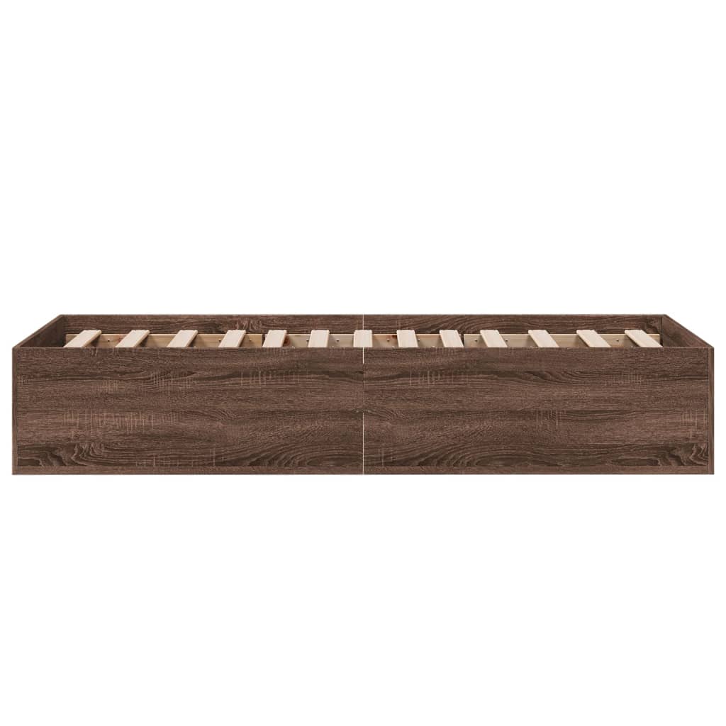 sengeramme 75x190 cm uden madras konstrueret træ brunt eg