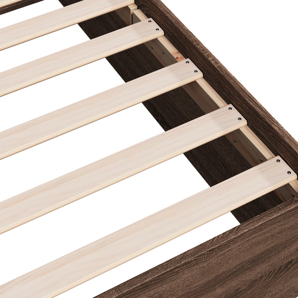 sengeramme 75x190 cm uden madras konstrueret træ brunt eg