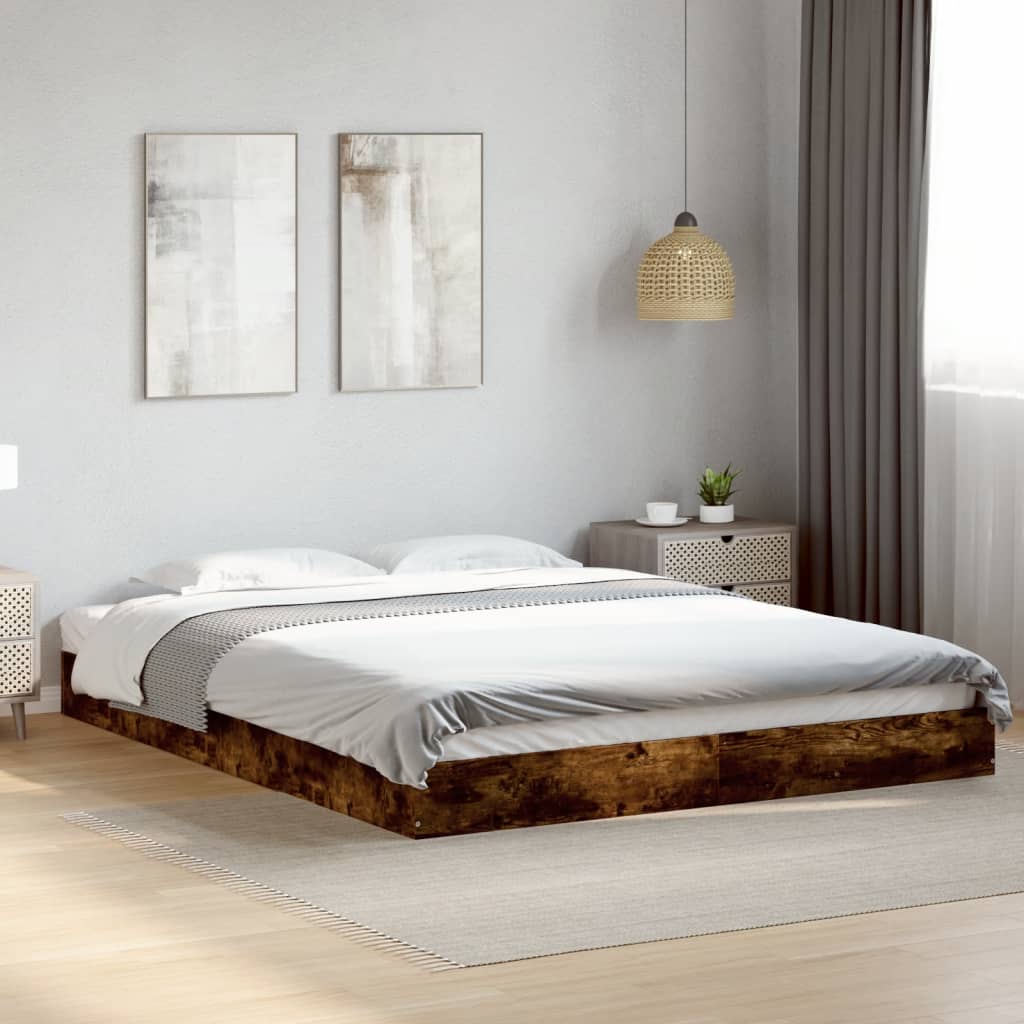 sengeramme uden madras 160x200 cm konstrueret træ røget eg