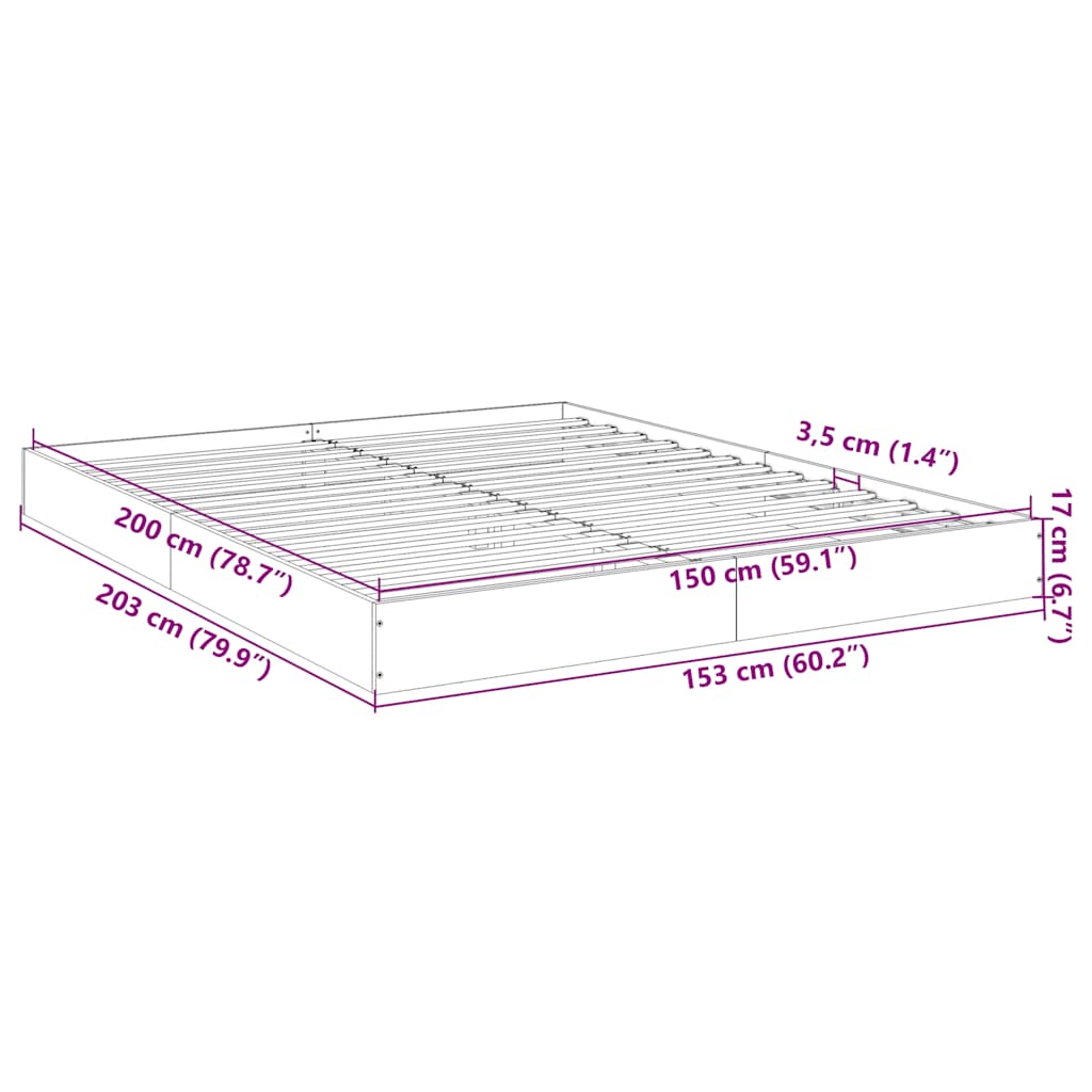 sengestel 150x200 cm konstrueret træ hvid