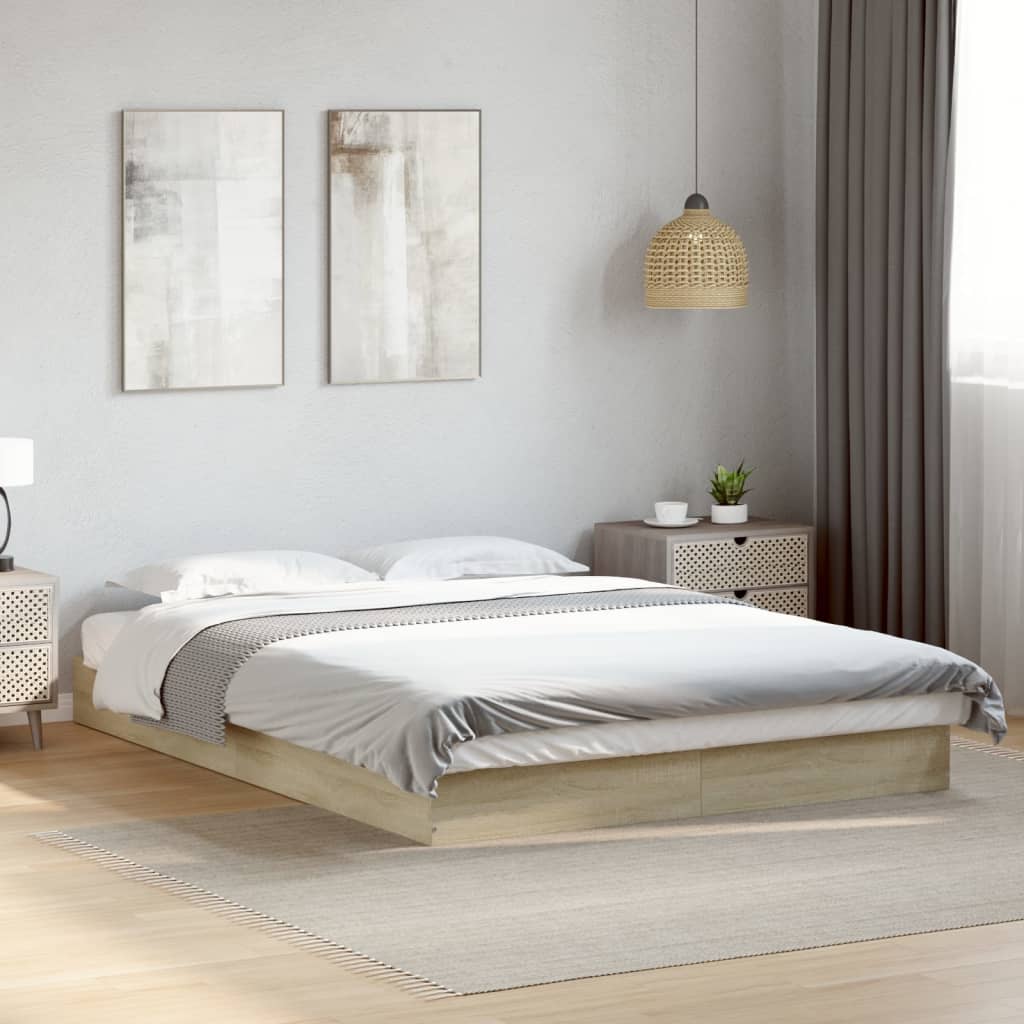 sengeramme 140x200 cm uden madras konstrueret træ sonoma-eg