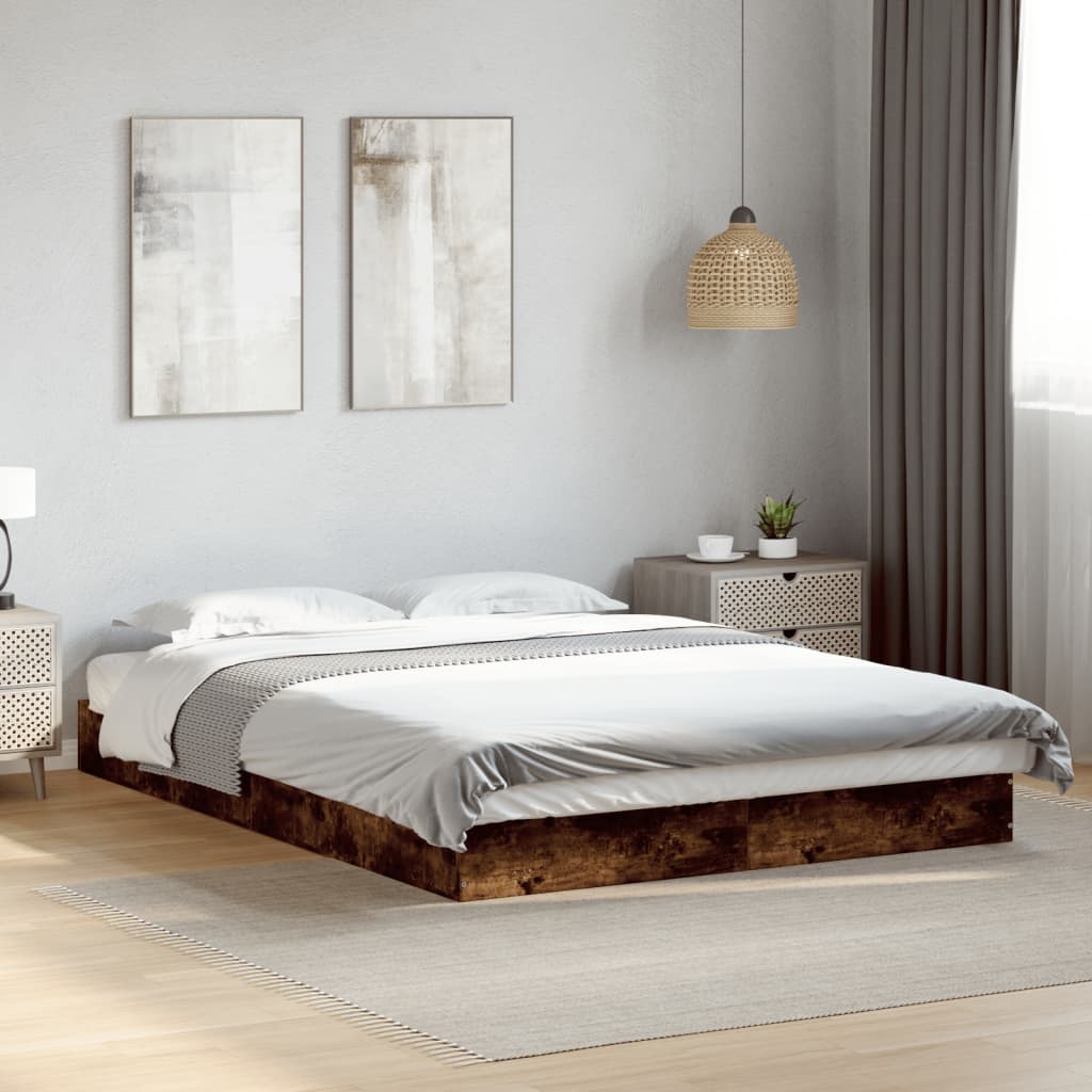 sengeramme 140x200 cm uden madras konstrueret træ røget eg