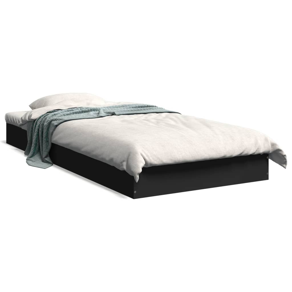sengeramme 75x190 cm konstrueret træ sort