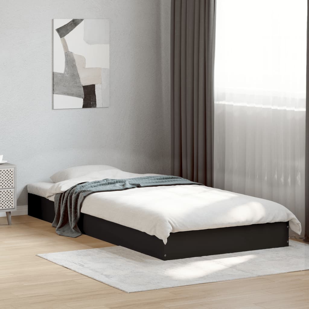 sengeramme 75x190 cm konstrueret træ sort