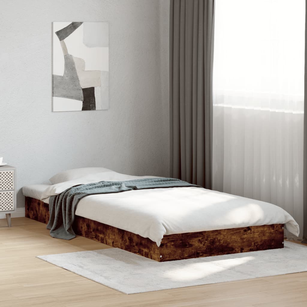 sengeramme 75x190 cm uden madras konstrueret træ røget eg