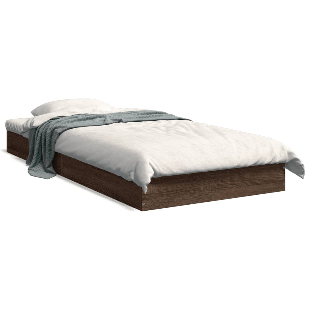 sengeramme 75x190 cm uden madras konstrueret træ brunt eg
