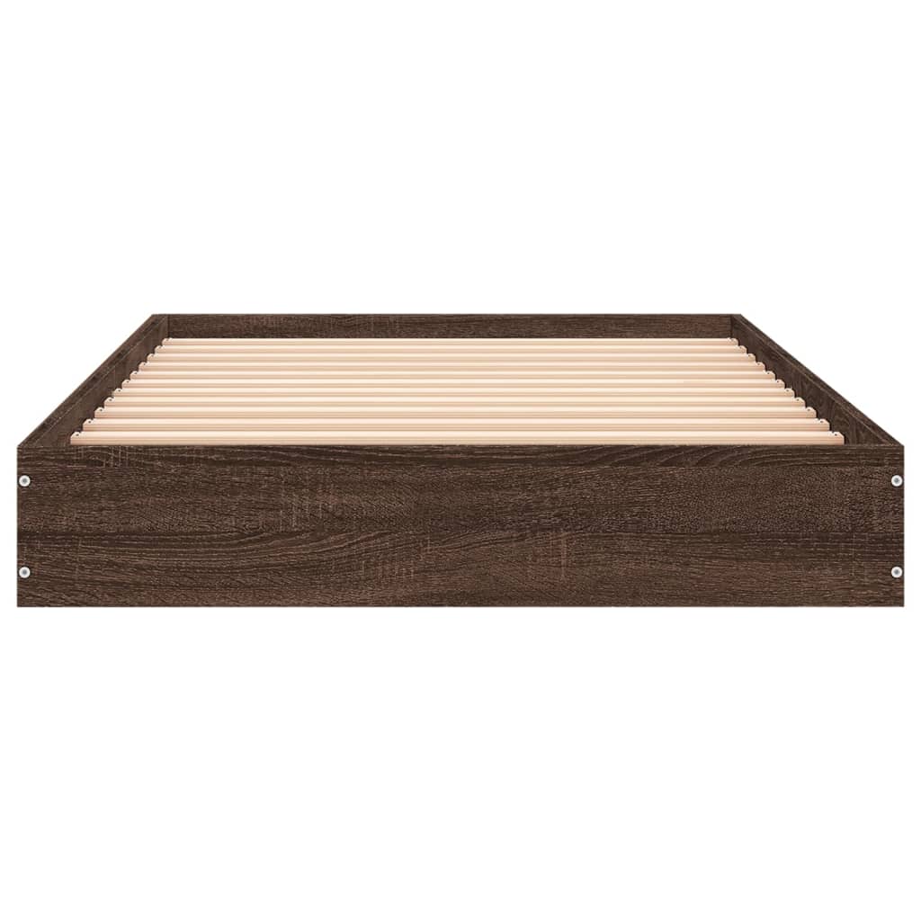 sengeramme 75x190 cm uden madras konstrueret træ brunt eg