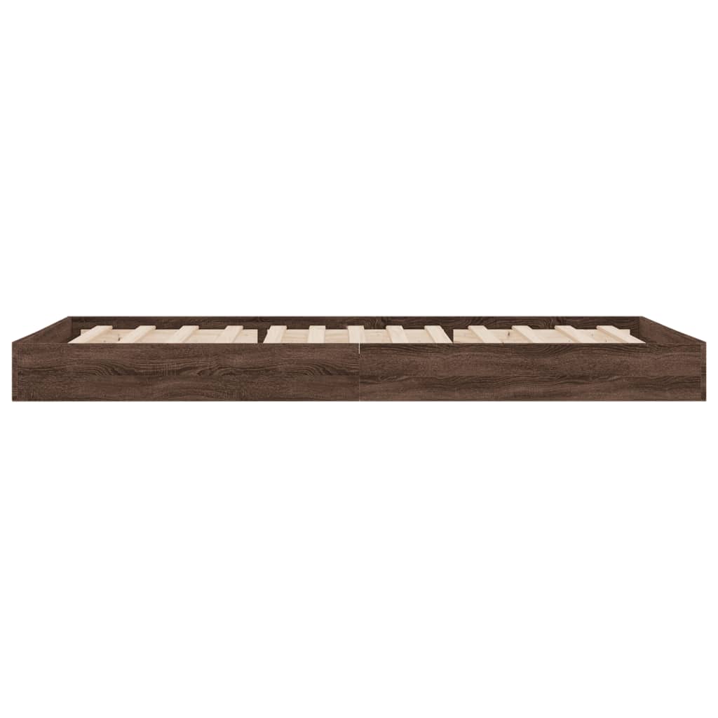 sengeramme 75x190 cm uden madras konstrueret træ brunt eg