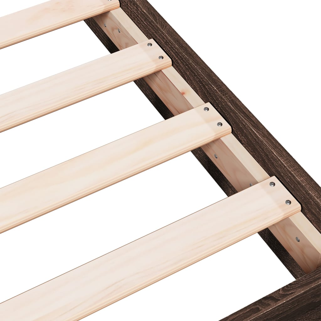 sengeramme 75x190 cm uden madras konstrueret træ brunt eg