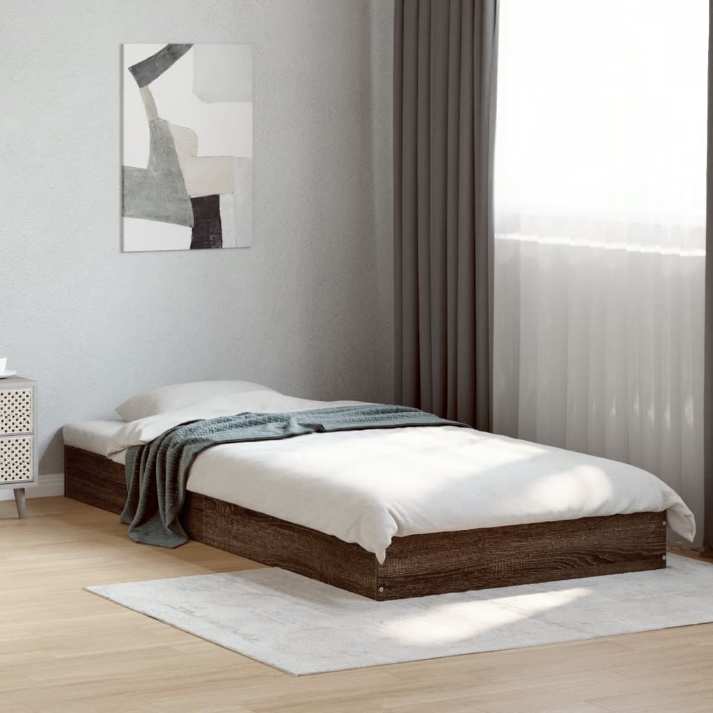 sengeramme 75x190 cm uden madras konstrueret træ brunt eg