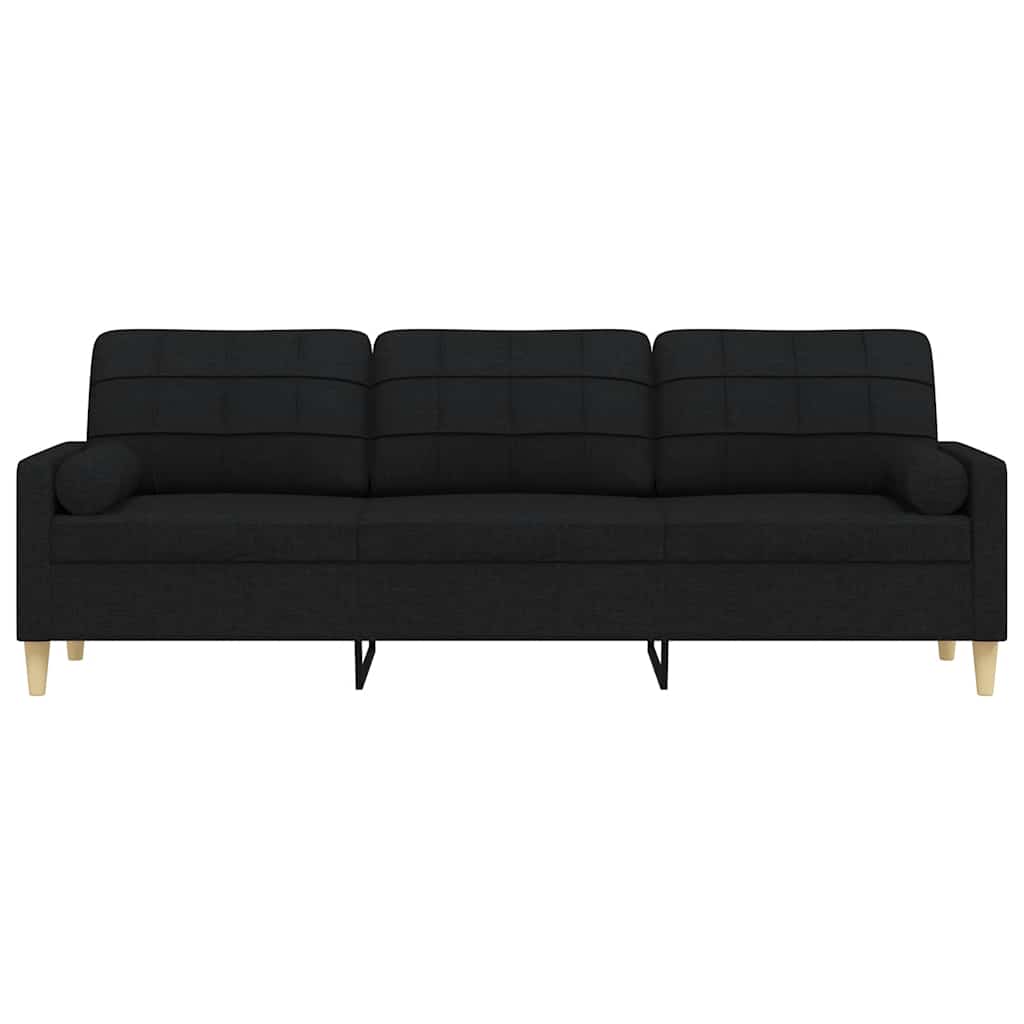 3-personers sofa med pyntepuder 210 cm stof sort