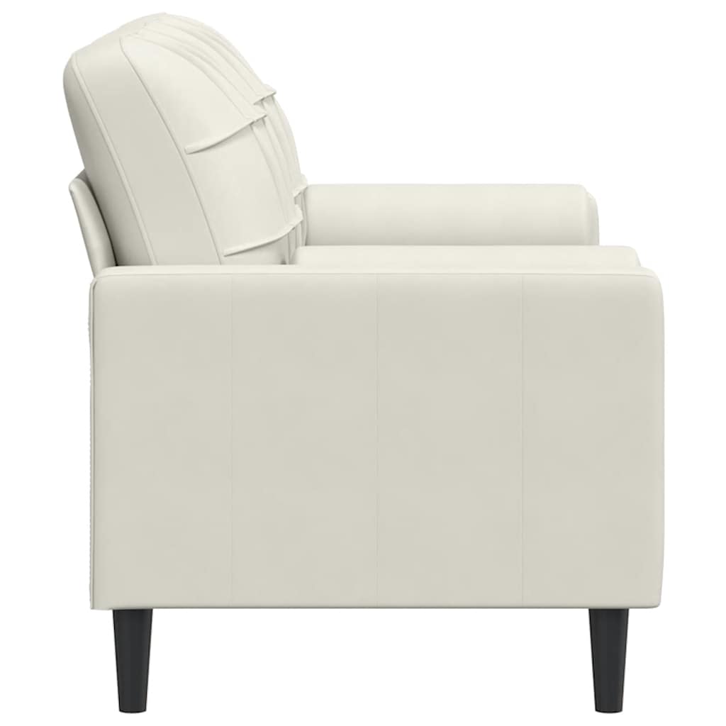 2-personers sofa med pyntepuder 140 cm velour cremefarvet