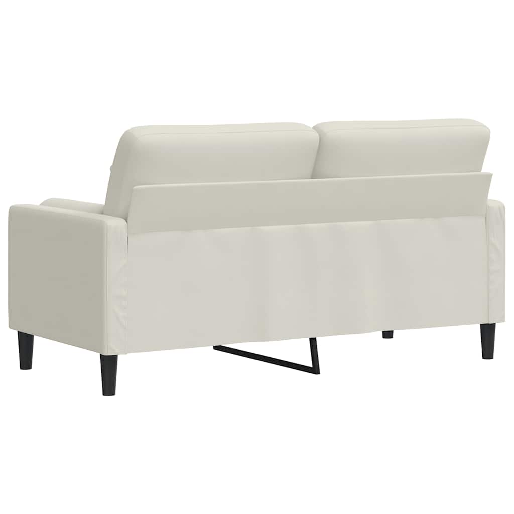2-personers sofa med pyntepuder 140 cm velour cremefarvet