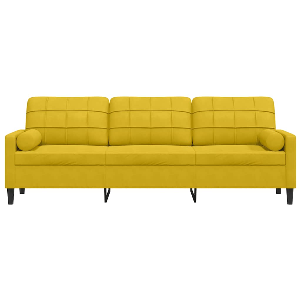 3-personers sofa med pyntepuder 210 cm fløjl gul
