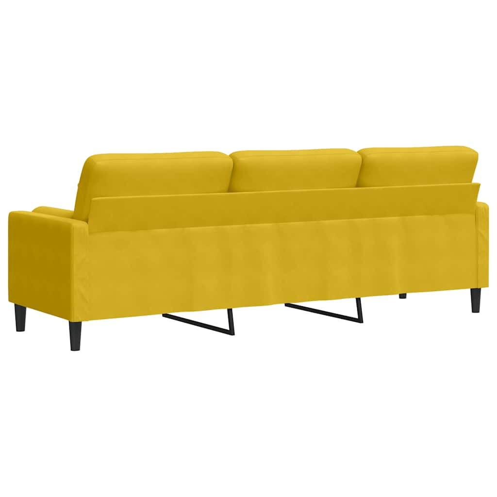 3-personers sofa med pyntepuder 210 cm fløjl gul