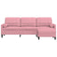 3-personers sofa med fodskammel 210 cm velour lyserød