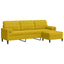 3-personers sofa med fodskammel 210 cm fløjl gul