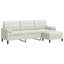 3-personers sofa med fodskammel 210 cm velour cremefarvet
