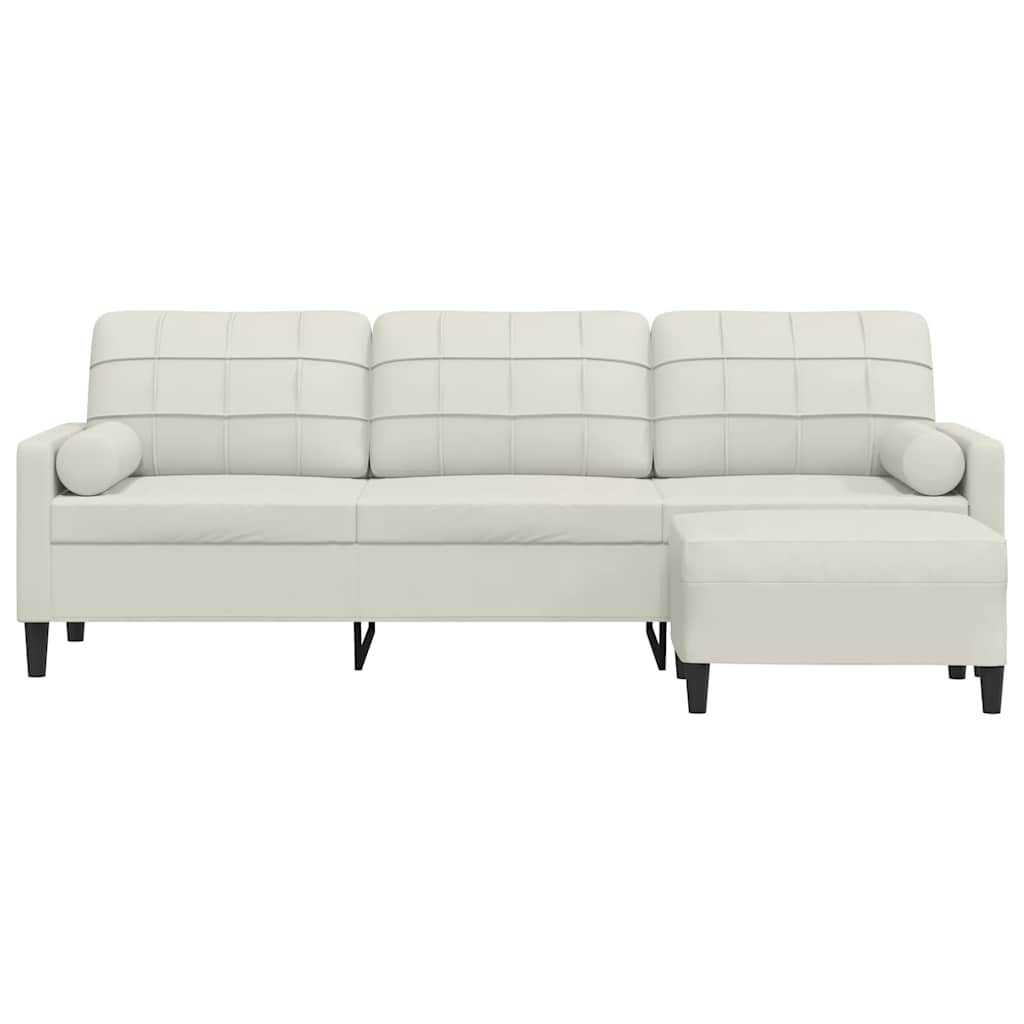 3-personers sofa med fodskammel 210 cm velour cremefarvet
