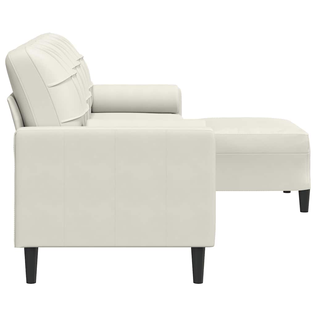 3-personers sofa med fodskammel 210 cm velour cremefarvet