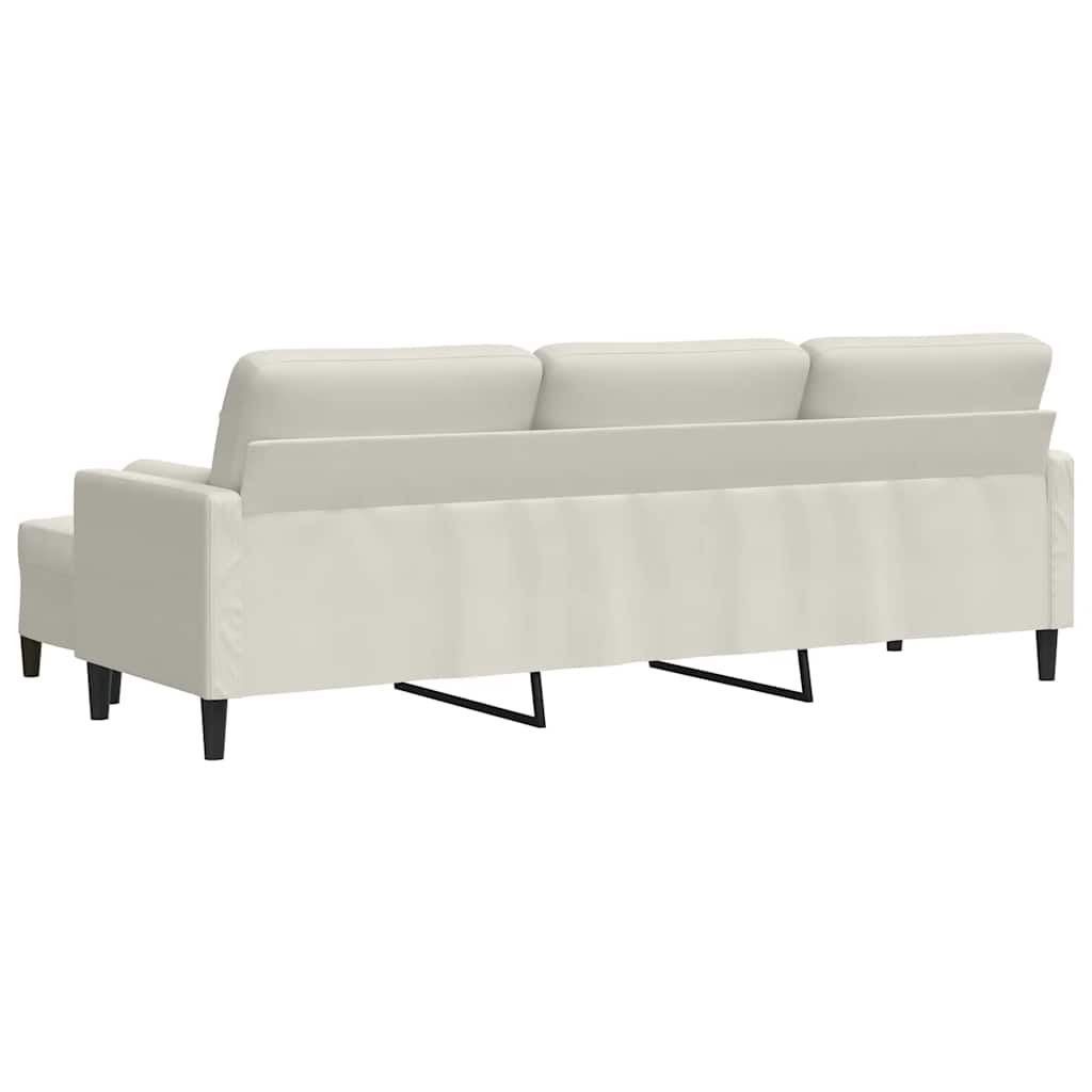 3-personers sofa med fodskammel 210 cm velour cremefarvet