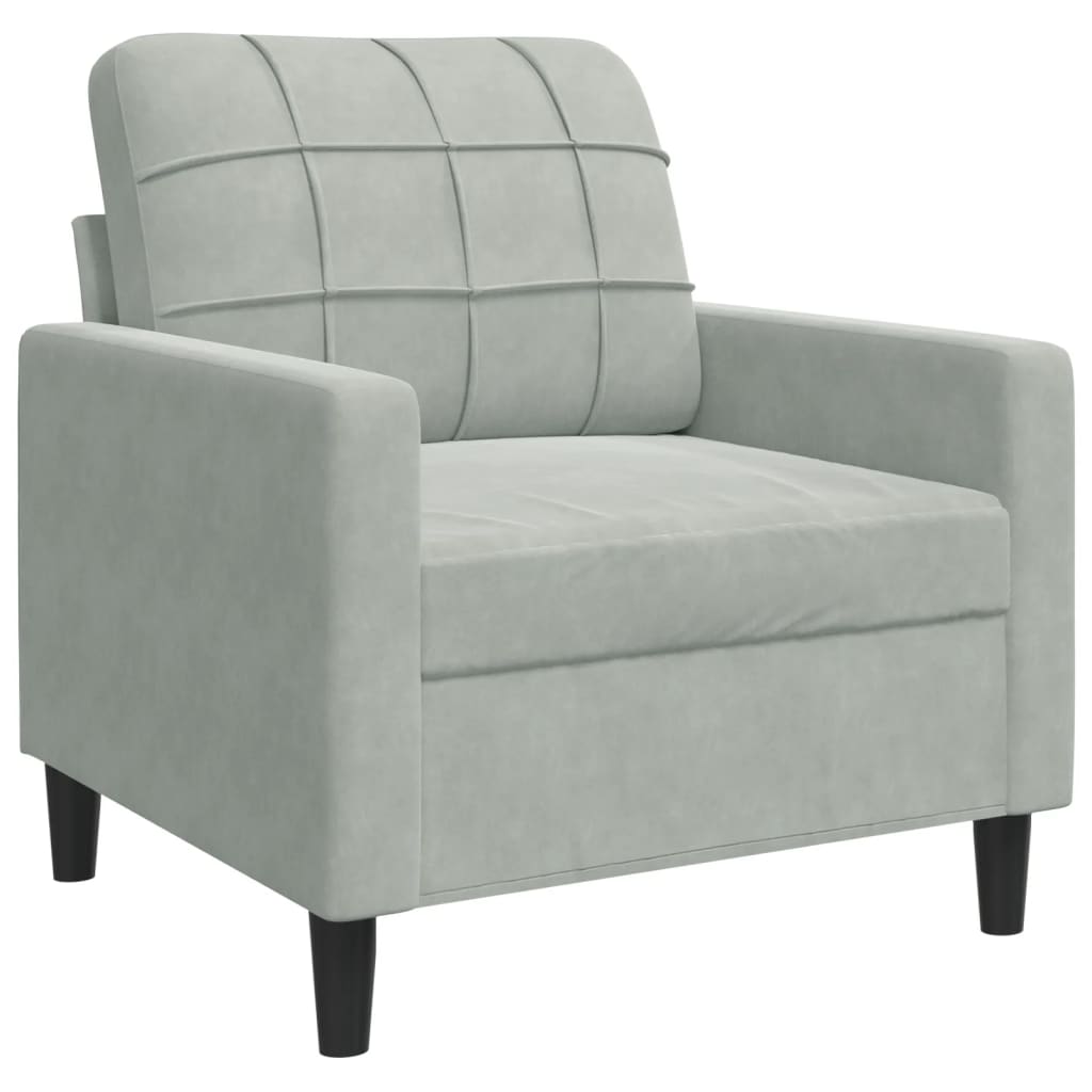 sofasæt 4 dele med hynder velour lysegrå