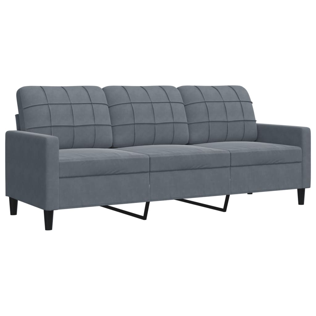 sofasæt 4 dele med hynder velour mørkegrå